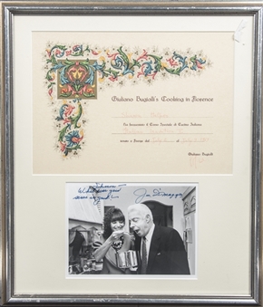 Joe DiMaggio Signed & Inscribed Photo To Sharon Halper In 18x21 Framed Display (JSA)